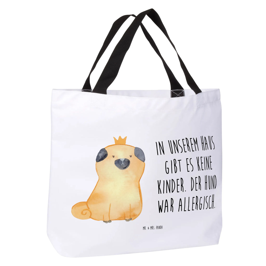 Shopper Mops Krone Beutel, Einkaufstasche, Tasche, Strandtasche, Einkaufsbeutel, Shopper, Schultasche, Freizeittasche, Tragebeutel, Schulbeutel, Alltagstasche, Hund, Hundemotiv, Haustier, Hunderasse, Tierliebhaber, Hundebesitzer, Sprüche, Mops, allergisch, kinderlos, Hausregel, Hundebesitzer. Spruch, lustig