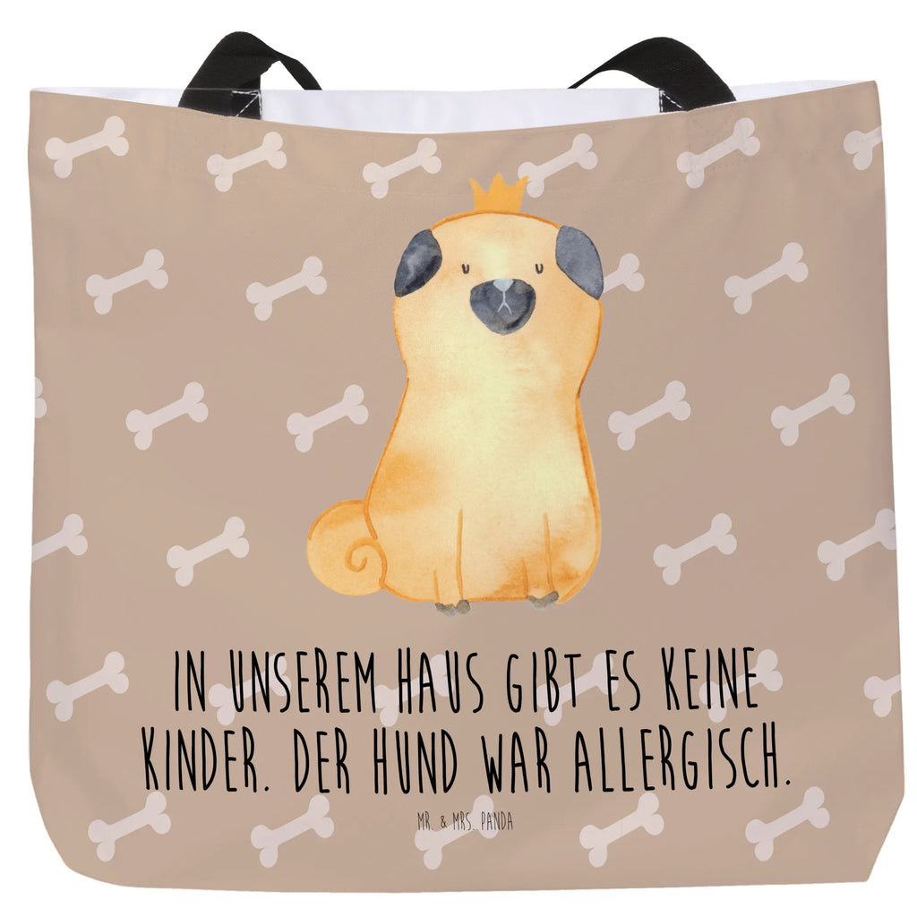 Shopper Mops Krone Beutel, Einkaufstasche, Tasche, Strandtasche, Einkaufsbeutel, Shopper, Schultasche, Freizeittasche, Tragebeutel, Schulbeutel, Alltagstasche, Hund, Hundemotiv, Haustier, Hunderasse, Tierliebhaber, Hundebesitzer, Sprüche, Mops, allergisch, kinderlos, Hausregel, Hundebesitzer. Spruch, lustig