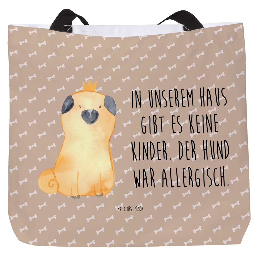 Shopper Mops Krone Beutel, Einkaufstasche, Tasche, Strandtasche, Einkaufsbeutel, Shopper, Schultasche, Freizeittasche, Tragebeutel, Schulbeutel, Alltagstasche, Hund, Hundemotiv, Haustier, Hunderasse, Tierliebhaber, Hundebesitzer, Sprüche, Mops, allergisch, kinderlos, Hausregel, Hundebesitzer. Spruch, lustig