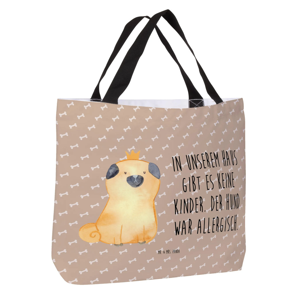 Shopper Mops Krone Beutel, Einkaufstasche, Tasche, Strandtasche, Einkaufsbeutel, Shopper, Schultasche, Freizeittasche, Tragebeutel, Schulbeutel, Alltagstasche, Hund, Hundemotiv, Haustier, Hunderasse, Tierliebhaber, Hundebesitzer, Sprüche, Mops, allergisch, kinderlos, Hausregel, Hundebesitzer. Spruch, lustig