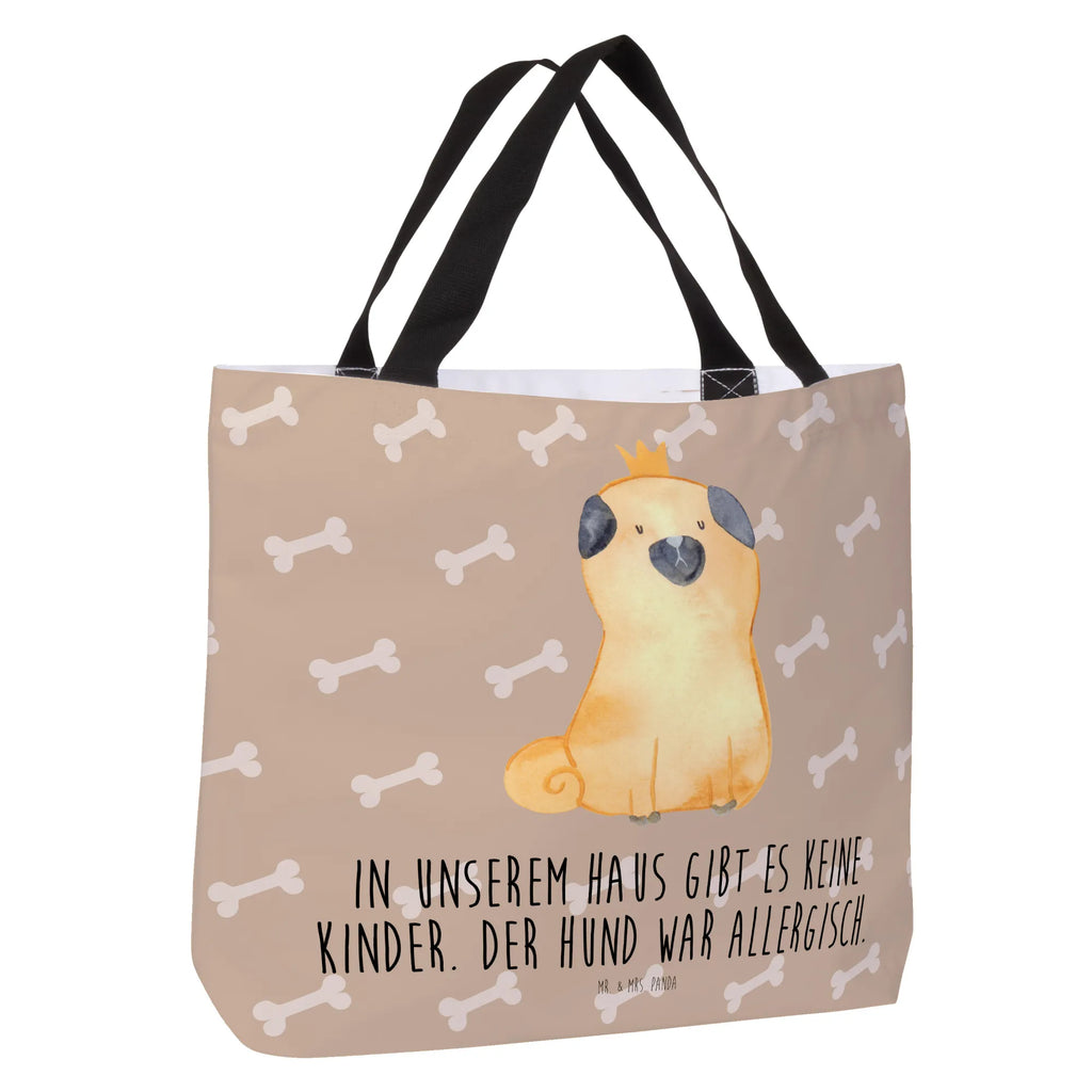 Shopper Mops Krone Beutel, Einkaufstasche, Tasche, Strandtasche, Einkaufsbeutel, Shopper, Schultasche, Freizeittasche, Tragebeutel, Schulbeutel, Alltagstasche, Hund, Hundemotiv, Haustier, Hunderasse, Tierliebhaber, Hundebesitzer, Sprüche, Mops, allergisch, kinderlos, Hausregel, Hundebesitzer. Spruch, lustig