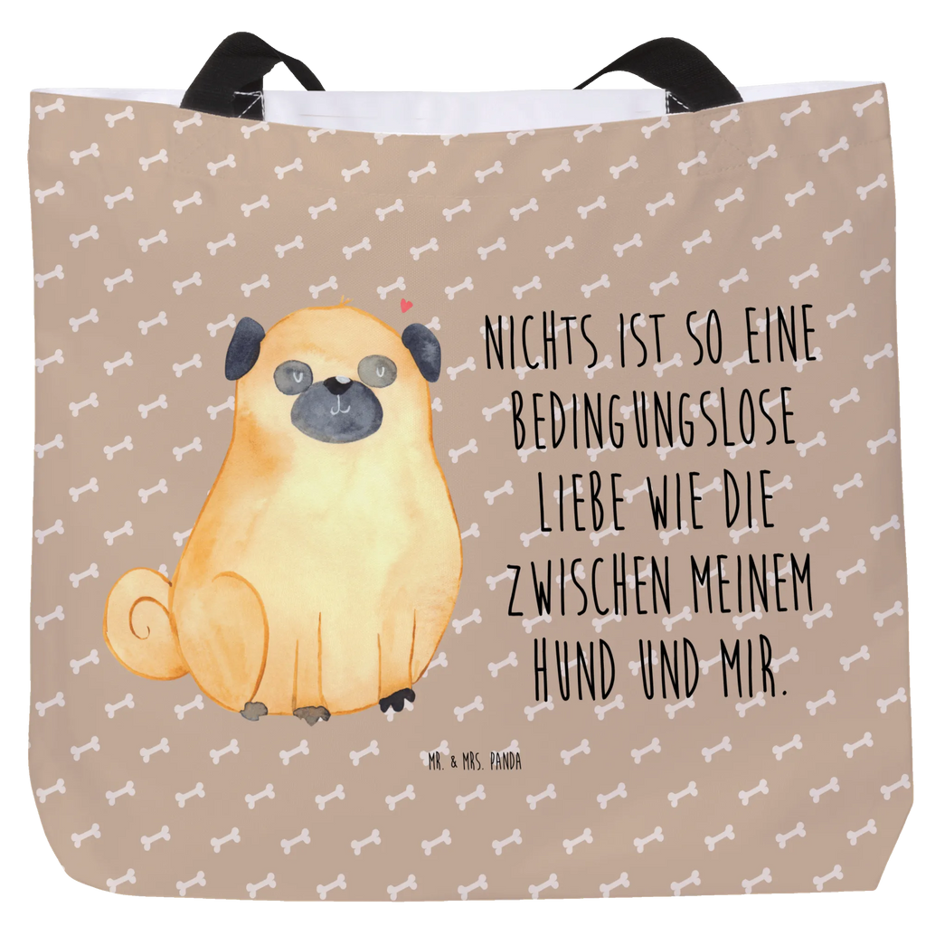 Shopper Mops Beutel, Einkaufstasche, Tasche, Strandtasche, Einkaufsbeutel, Shopper, Schultasche, Freizeittasche, Tragebeutel, Schulbeutel, Alltagstasche, Hund, Hundemotiv, Haustier, Hunderasse, Tierliebhaber, Hundebesitzer, Sprüche, Mops, Liebe, Hundeliebe