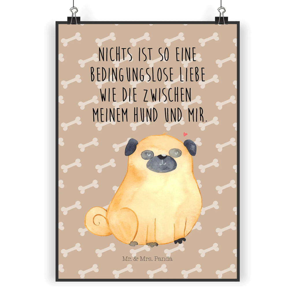 Poster Mops Poster, Wandposter, Bild, Wanddeko, Küchenposter, Kinderposter, Wanddeko Bild, Raumdekoration, Wanddekoration, Handgemaltes Poster, Mr. & Mrs. Panda Poster, Designposter, Kunstdruck, Posterdruck, Hund, Hundemotiv, Haustier, Hunderasse, Tierliebhaber, Hundebesitzer, Sprüche, Mops, Liebe, Hundeliebe