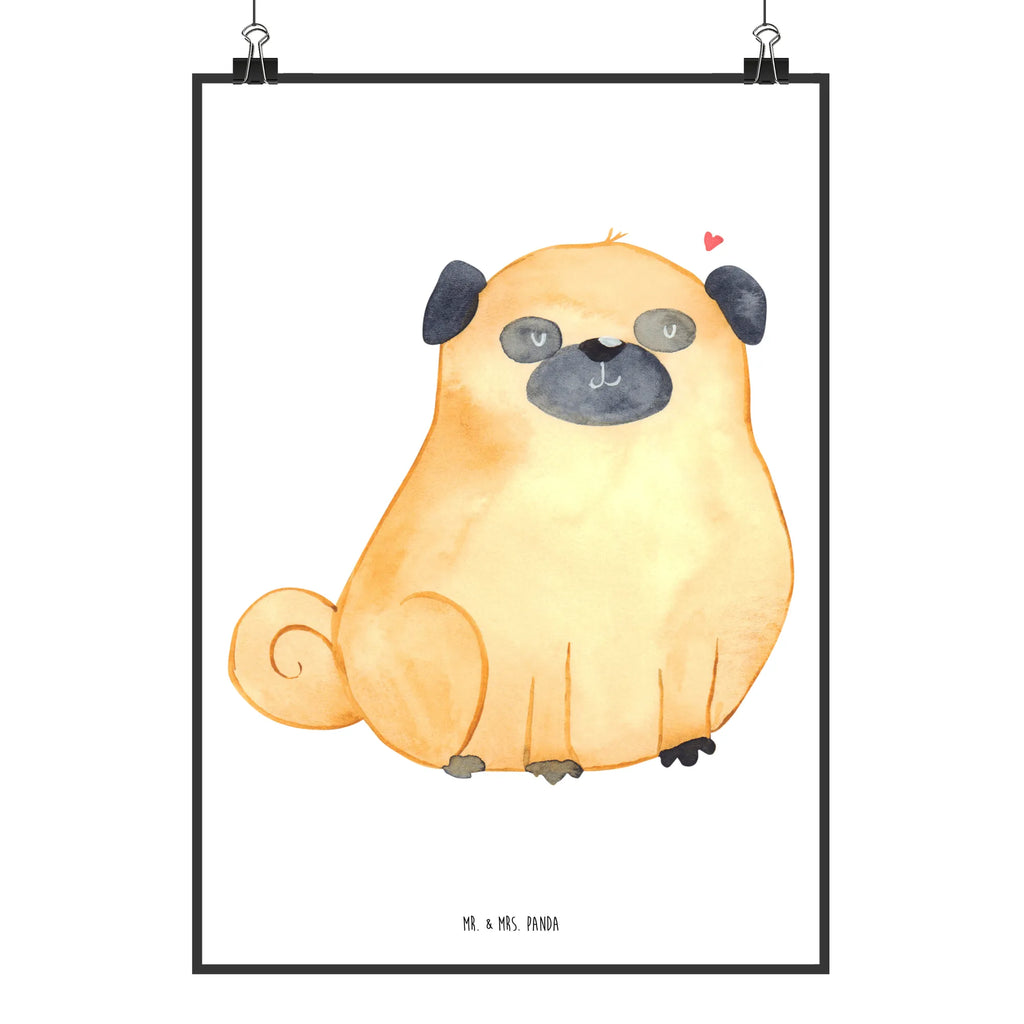 Poster Mops Poster, Wandposter, Bild, Wanddeko, Küchenposter, Kinderposter, Wanddeko Bild, Raumdekoration, Wanddekoration, Handgemaltes Poster, Mr. & Mrs. Panda Poster, Designposter, Kunstdruck, Posterdruck, Hund, Hundemotiv, Haustier, Hunderasse, Tierliebhaber, Hundebesitzer, Sprüche, Mops, Liebe, Hundeliebe