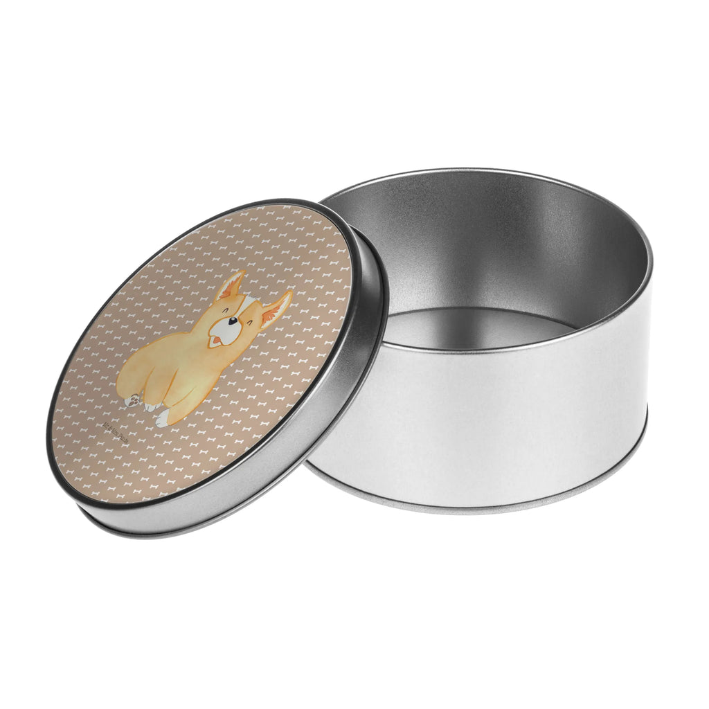 Blechdose rund Corgie Metalldose, Keksdose, Dose, Vorratsdose, Geschenkbox, Lunchbox, Aufbewahrungsbox, Vorratsdosen, Metallkiste, Metallbox, Metallboxen, Aufbewahrungskiste, Geschenkkiste, Blechdosen mit Deckel, Metallkiste mit Deckel, Vorratsdosen mit Deckel, Metall Dose, Hund, Hundemotiv, Haustier, Hunderasse, Tierliebhaber, Hundebesitzer, Sprüche, Corgie, Welsh Corgie Pembroke, britisch, Motivation, Spruch, Hundespruch, Lebensfreude