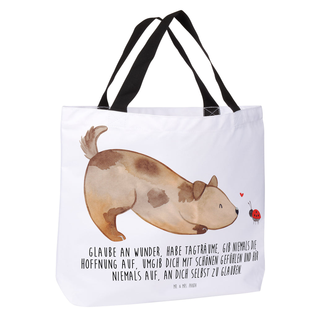 Shopper Hund Marienkäfer Beutel, Einkaufstasche, Tasche, Strandtasche, Einkaufsbeutel, Shopper, Schultasche, Freizeittasche, Tragebeutel, Schulbeutel, Alltagstasche, Hund, Hundemotiv, Haustier, Hunderasse, Tierliebhaber, Hundebesitzer, Sprüche, Hunde, Hundespruch, Marienkäfer, Mischling, Mischlinghund