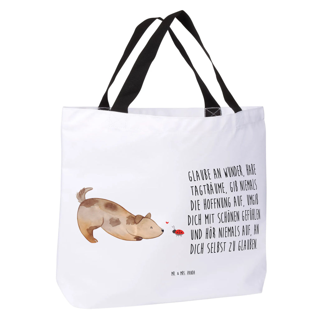 Shopper Hund Marienkäfer Beutel, Einkaufstasche, Tasche, Strandtasche, Einkaufsbeutel, Shopper, Schultasche, Freizeittasche, Tragebeutel, Schulbeutel, Alltagstasche, Hund, Hundemotiv, Haustier, Hunderasse, Tierliebhaber, Hundebesitzer, Sprüche, Hunde, Hundespruch, Marienkäfer, Mischling, Mischlinghund