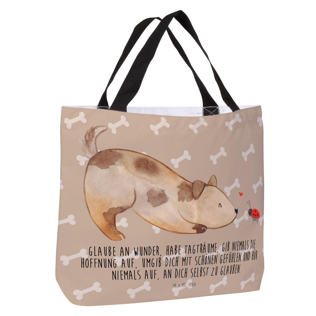 Shopper Hund Marienkäfer Beutel, Einkaufstasche, Tasche, Strandtasche, Einkaufsbeutel, Shopper, Schultasche, Freizeittasche, Tragebeutel, Schulbeutel, Alltagstasche, Hund, Hundemotiv, Haustier, Hunderasse, Tierliebhaber, Hundebesitzer, Sprüche, Hunde, Hundespruch, Marienkäfer, Mischling, Mischlinghund