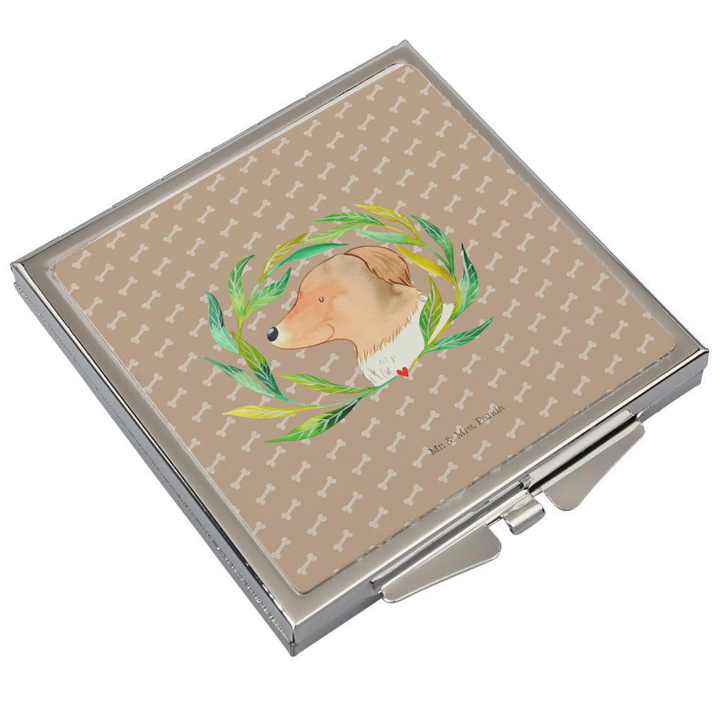 Handtaschenspiegel quadratisch Hund Blumen Spiegel, Handtasche, Quadrat, silber, schminken, Schminkspiegel, Hund, Hundemotiv, Haustier, Hunderasse, Tierliebhaber, Hundebesitzer, Sprüche, Ranke, Therapie, Selbsttherapie, Hundeliebe, Hundeglück, Hunde