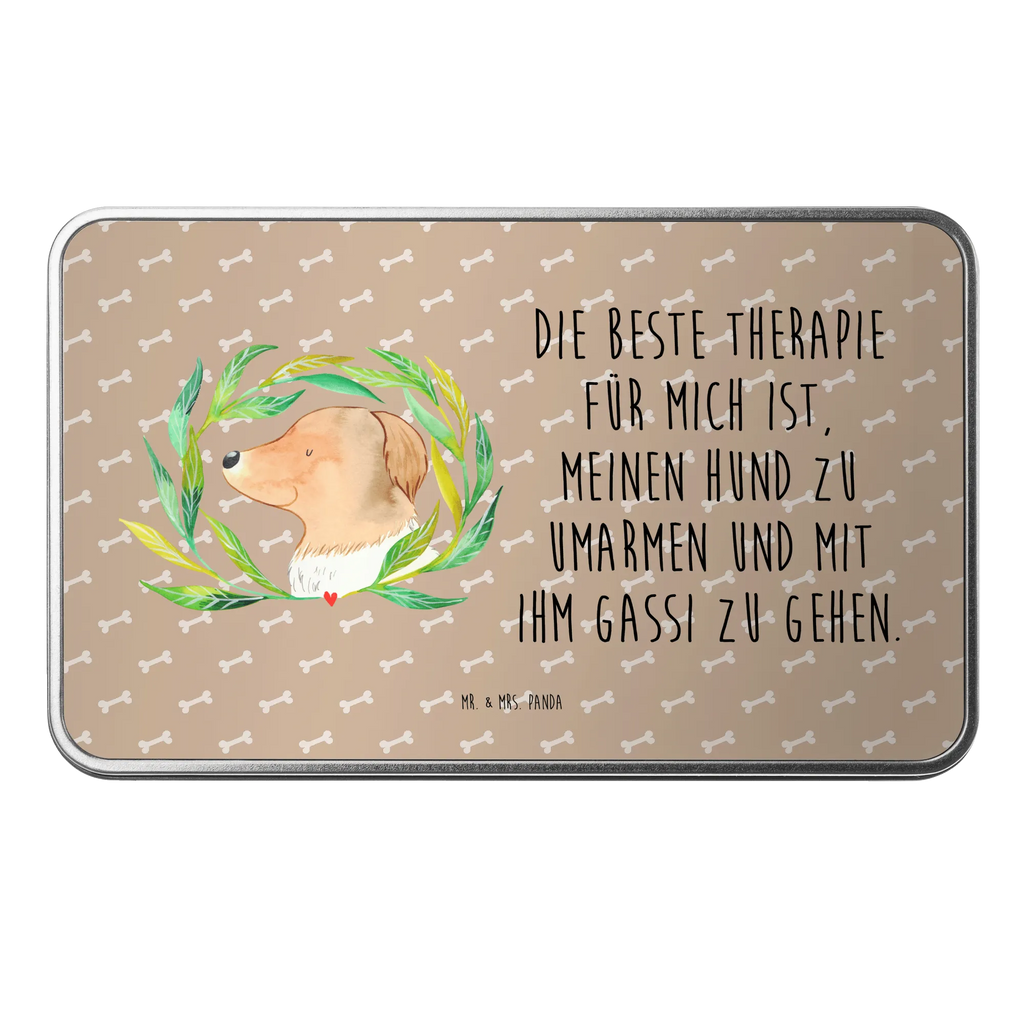 Metalldose rechteckig Hund Blumen Blechdose, Metalldose, Blechbox, Container, Keksdose, Vorratsdose, Vorratsbox, Döschen, Versperbox, Vesperdose, Aufbewahrungsdose, Aufbewahrungsbox, Aluminiumdose, Dose, Hund, Hundemotiv, Haustier, Hunderasse, Tierliebhaber, Hundebesitzer, Sprüche, Ranke, Therapie, Selbsttherapie, Hundeliebe, Hundeglück, Hunde