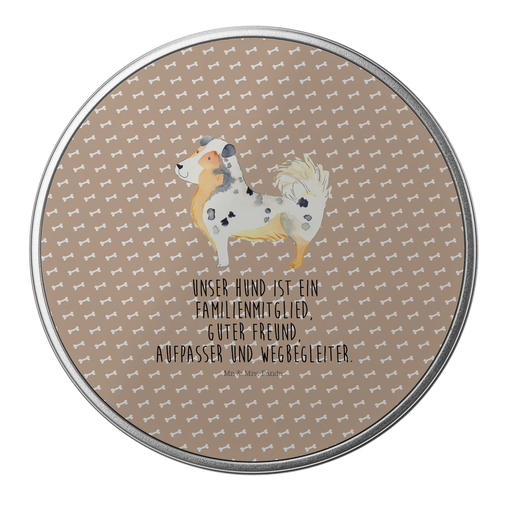 Blechdose rund Hund Australien Shepherd Metalldose, Keksdose, Dose, Vorratsdose, Geschenkbox, Lunchbox, Aufbewahrungsbox, Vorratsdosen, Metallkiste, Metallbox, Metallboxen, Aufbewahrungskiste, Geschenkkiste, Blechdosen mit Deckel, Metallkiste mit Deckel, Vorratsdosen mit Deckel, Metall Dose, Hund, Hundemotiv, Haustier, Hunderasse, Tierliebhaber, Hundebesitzer, Sprüche, Australien Shepherd, Shepherd, Hundeliebe, Familienhund, Spruch