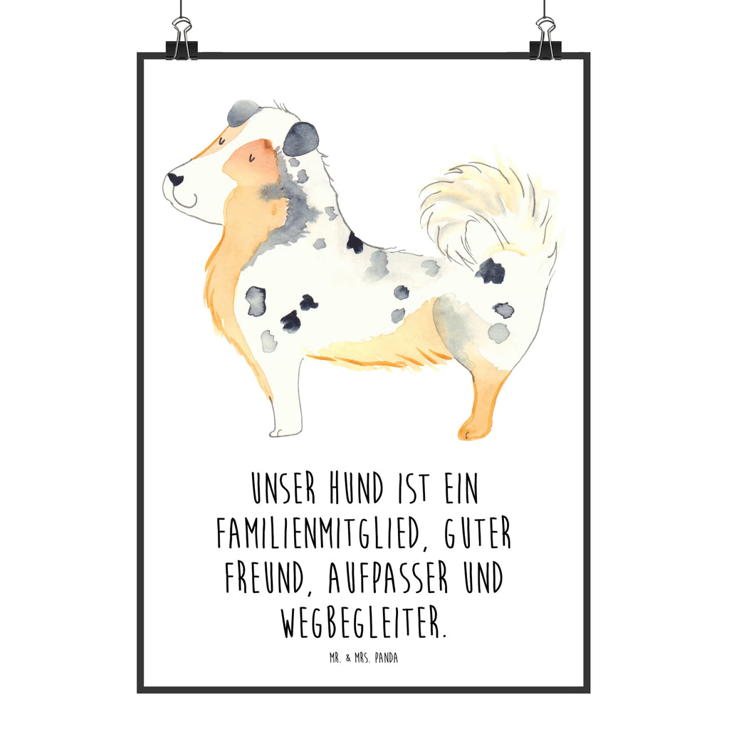 Poster Hund Australien Shepherd Poster, Wandposter, Bild, Wanddeko, Küchenposter, Kinderposter, Wanddeko Bild, Raumdekoration, Wanddekoration, Handgemaltes Poster, Mr. & Mrs. Panda Poster, Designposter, Kunstdruck, Posterdruck, Hund, Hundemotiv, Haustier, Hunderasse, Tierliebhaber, Hundebesitzer, Sprüche, Australien Shepherd, Shepherd, Hundeliebe, Familienhund, Spruch