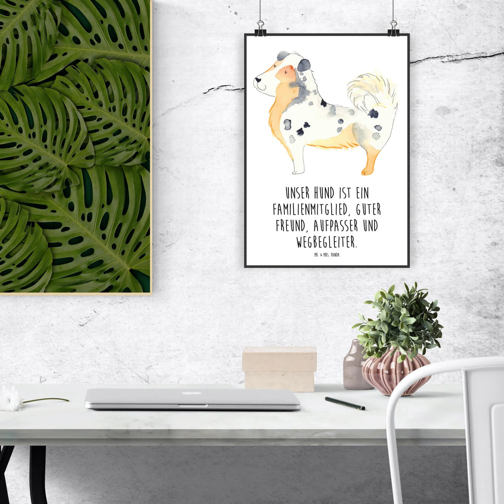 Poster Hund Australien Shepherd Poster, Wandposter, Bild, Wanddeko, Küchenposter, Kinderposter, Wanddeko Bild, Raumdekoration, Wanddekoration, Handgemaltes Poster, Mr. & Mrs. Panda Poster, Designposter, Kunstdruck, Posterdruck, Hund, Hundemotiv, Haustier, Hunderasse, Tierliebhaber, Hundebesitzer, Sprüche, Australien Shepherd, Shepherd, Hundeliebe, Familienhund, Spruch