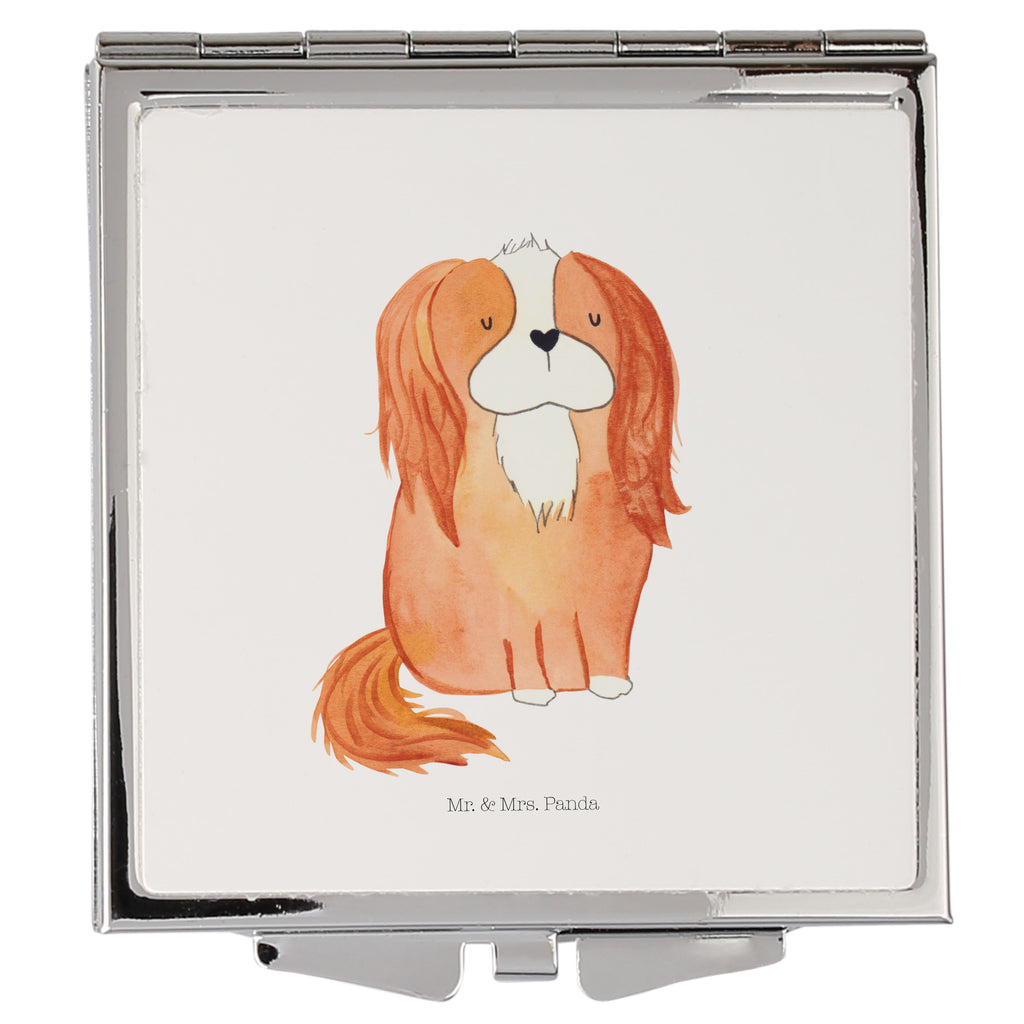 Handtaschenspiegel quadratisch Hund Cavalier King Charles Spaniel Spiegel, Handtasche, Quadrat, silber, schminken, Schminkspiegel, Hund, Hundemotiv, Haustier, Hunderasse, Tierliebhaber, Hundebesitzer, Sprüche, Cavalier King Charles Spaniel, Cockerspaniel, Spaniel, Spruch, schönster Hund