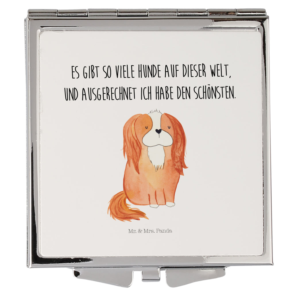 Handtaschenspiegel quadratisch Hund Cavalier King Charles Spaniel Spiegel, Handtasche, Quadrat, silber, schminken, Schminkspiegel, Hund, Hundemotiv, Haustier, Hunderasse, Tierliebhaber, Hundebesitzer, Sprüche, Cavalier King Charles Spaniel, Cockerspaniel, Spaniel, Spruch, schönster Hund