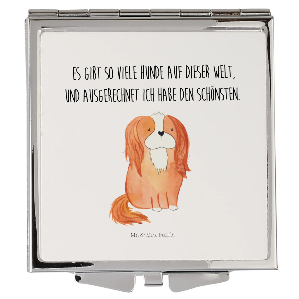 Handtaschenspiegel quadratisch Hund Cavalier King Charles Spaniel Spiegel, Handtasche, Quadrat, silber, schminken, Schminkspiegel, Hund, Hundemotiv, Haustier, Hunderasse, Tierliebhaber, Hundebesitzer, Sprüche, Cavalier King Charles Spaniel, Cockerspaniel, Spaniel, Spruch, schönster Hund