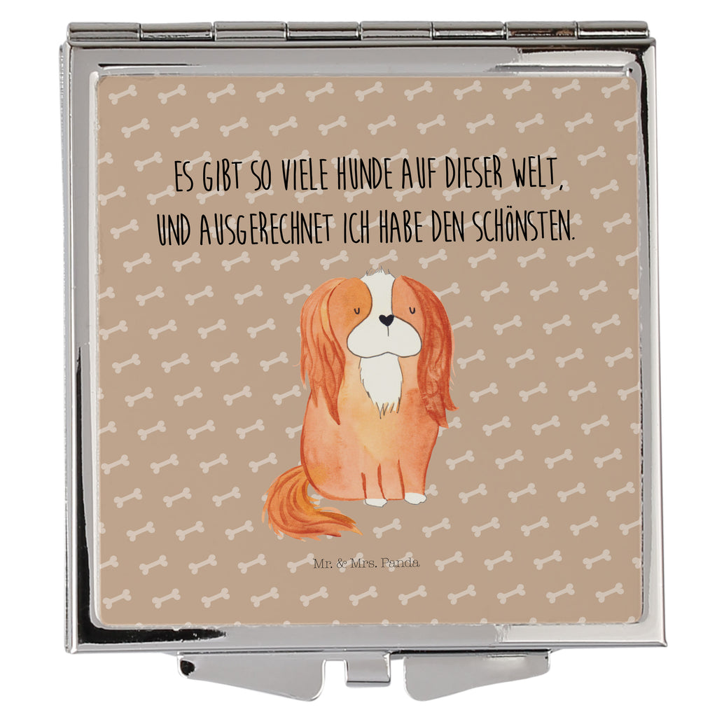 Handtaschenspiegel quadratisch Hund Cavalier King Charles Spaniel Spiegel, Handtasche, Quadrat, silber, schminken, Schminkspiegel, Hund, Hundemotiv, Haustier, Hunderasse, Tierliebhaber, Hundebesitzer, Sprüche, Cavalier King Charles Spaniel, Cockerspaniel, Spaniel, Spruch, schönster Hund