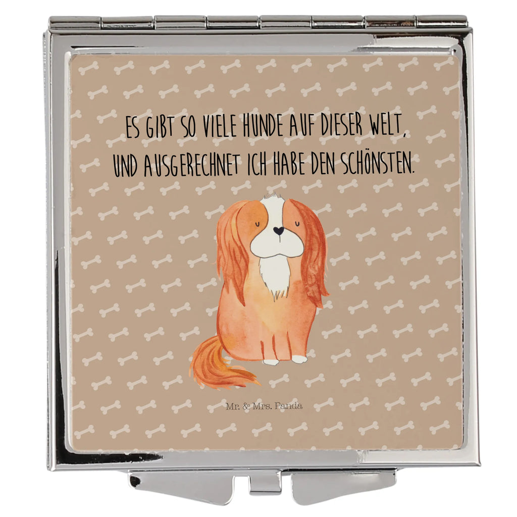 Handtaschenspiegel quadratisch Hund Cavalier King Charles Spaniel Spiegel, Handtasche, Quadrat, silber, schminken, Schminkspiegel, Hund, Hundemotiv, Haustier, Hunderasse, Tierliebhaber, Hundebesitzer, Sprüche, Cavalier King Charles Spaniel, Cockerspaniel, Spaniel, Spruch, schönster Hund