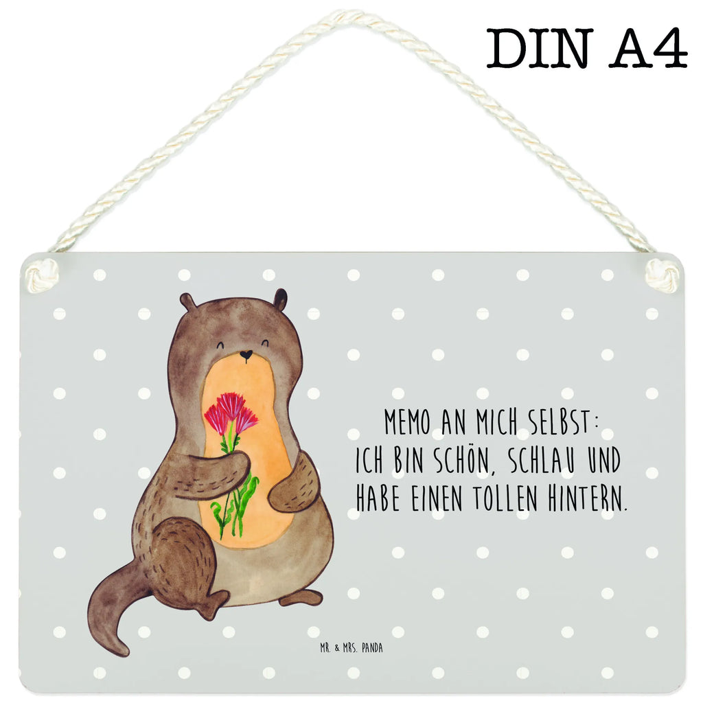 Deko Schild Otter Blumenstrauß Dekoschild, Deko Schild, Schild, Tür Schild, Türschild, Holzschild, Wandschild, Wanddeko, Otter, Fischotter, Seeotter, Otter Seeotter See Otter