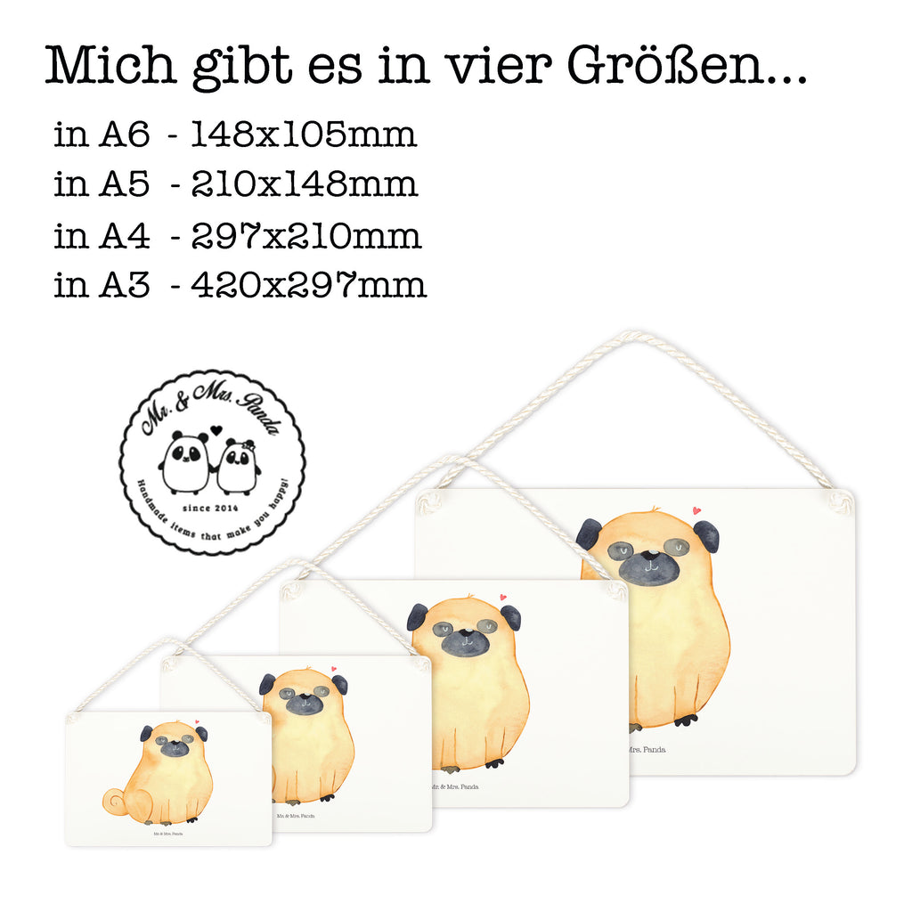 Deko Schild Mops Dekoschild, Deko Schild, Schild, Tür Schild, Türschild, Holzschild, Wandschild, Wanddeko, Hund, Hundemotiv, Haustier, Hunderasse, Tierliebhaber, Hundebesitzer, Sprüche, Mops, Liebe, Hundeliebe