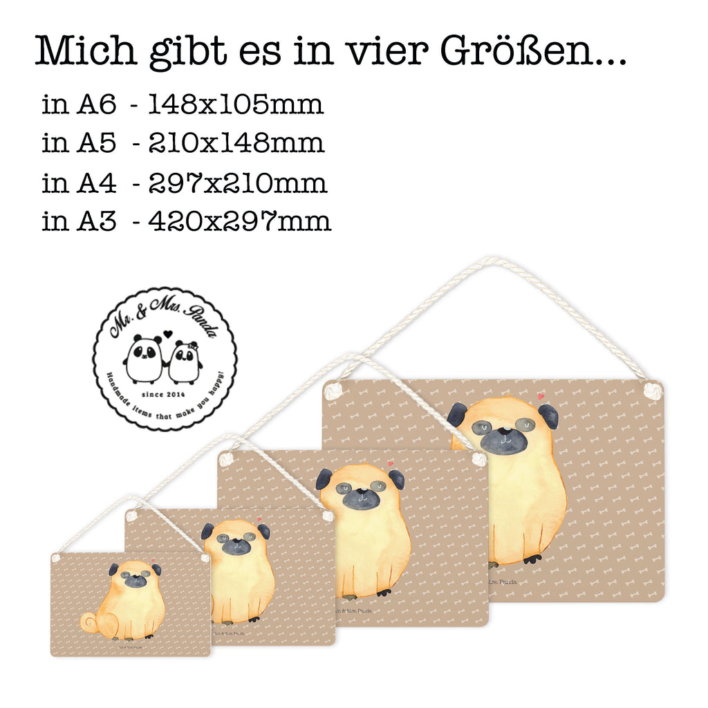 Deko Schild Mops Dekoschild, Deko Schild, Schild, Tür Schild, Türschild, Holzschild, Wandschild, Wanddeko, Hund, Hundemotiv, Haustier, Hunderasse, Tierliebhaber, Hundebesitzer, Sprüche, Mops, Liebe, Hundeliebe