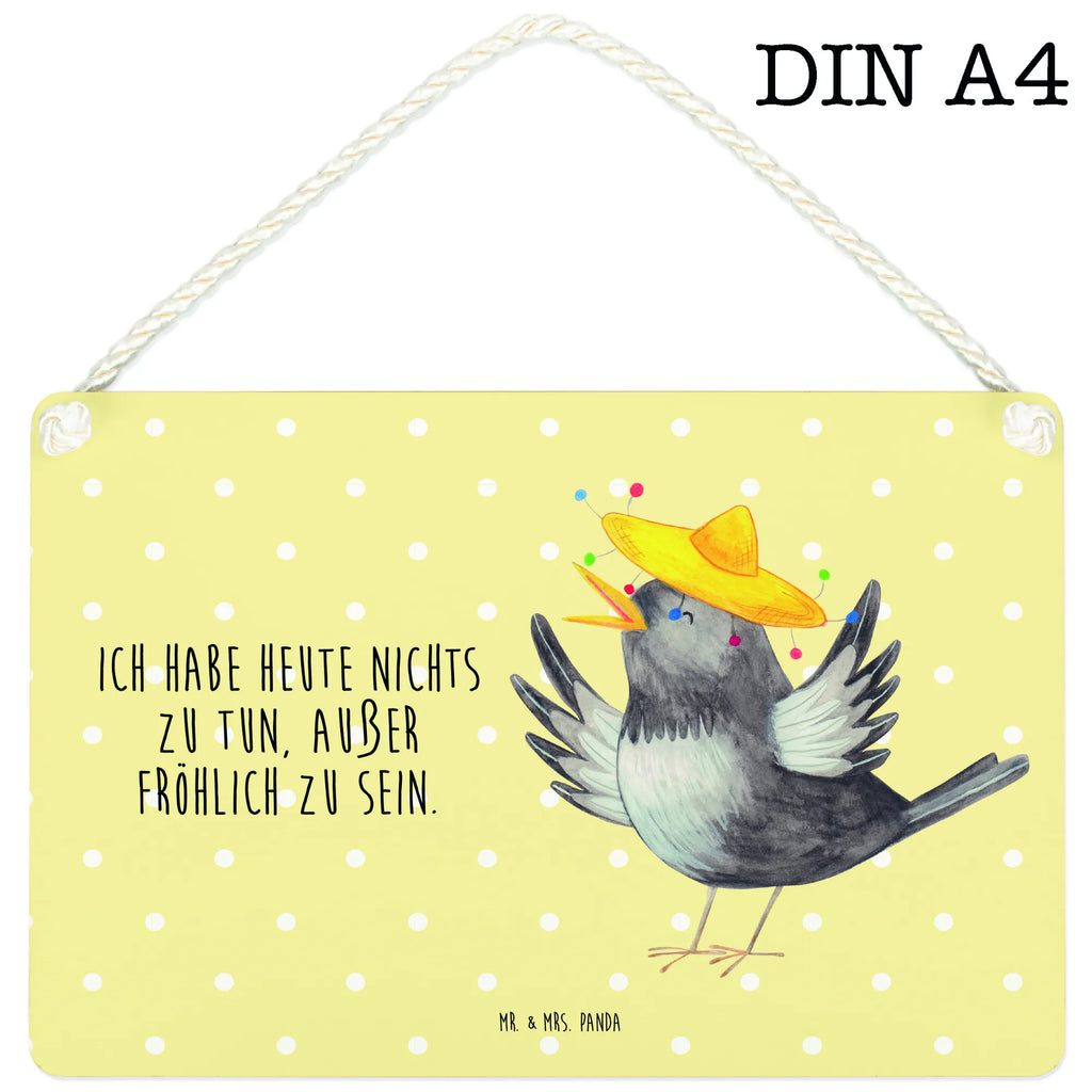 Deko Schild Rabe Sombrero Dekoschild, Deko Schild, Schild, Tür Schild, Türschild, Holzschild, Wandschild, Wanddeko, Tiermotive, Gute Laune, lustige Sprüche, Tiere, Rabe, Vogel, Vögel, Spruch positiv, fröhlich sein, glücklich sein, Glück Spruch, froh, Elster, Motivation