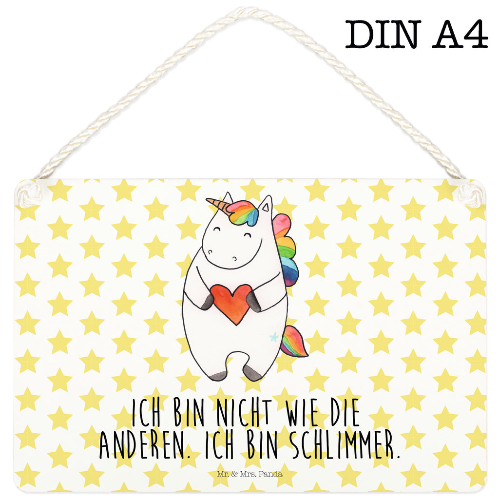 Deko Schild Einhorn Herz Dekoschild, Deko Schild, Schild, Tür Schild, Türschild, Holzschild, Wandschild, Wanddeko, Einhorn, Einhörner, Einhorn Deko, Pegasus, Unicorn, Herz, schlimm, böse, witzig, lustig, Freundin, anders, bunt