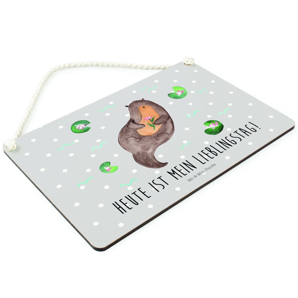 Deko Schild Otter mit Seerose Dekoschild, Deko Schild, Schild, Tür Schild, Türschild, Holzschild, Wandschild, Wanddeko, Otter, Fischotter, Seeotter, Otter Seeotter See Otter