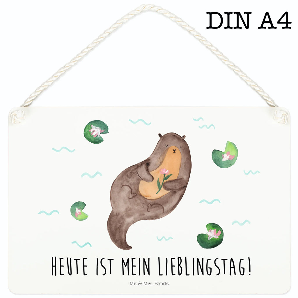 Deko Schild Otter mit Seerose Dekoschild, Deko Schild, Schild, Tür Schild, Türschild, Holzschild, Wandschild, Wanddeko, Otter, Fischotter, Seeotter, Otter Seeotter See Otter