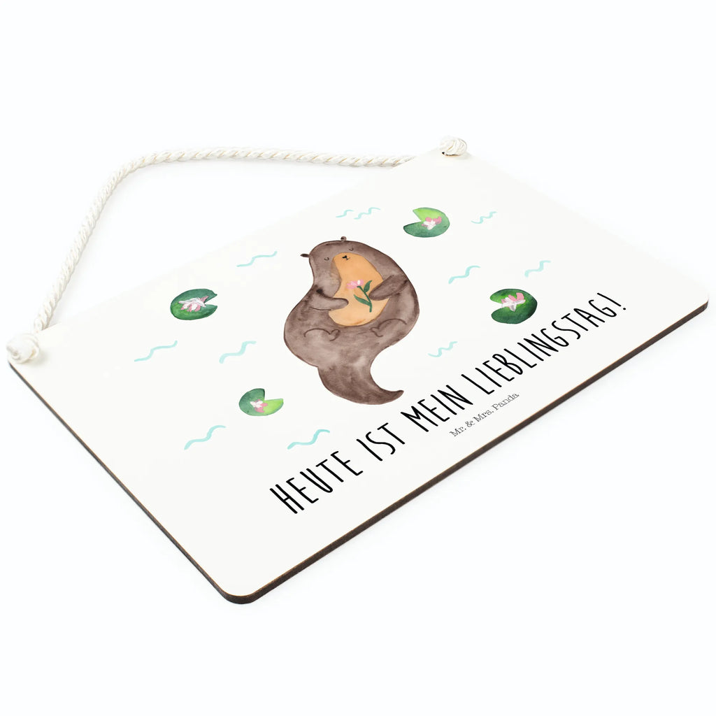 Deko Schild Otter mit Seerose Dekoschild, Deko Schild, Schild, Tür Schild, Türschild, Holzschild, Wandschild, Wanddeko, Otter, Fischotter, Seeotter, Otter Seeotter See Otter