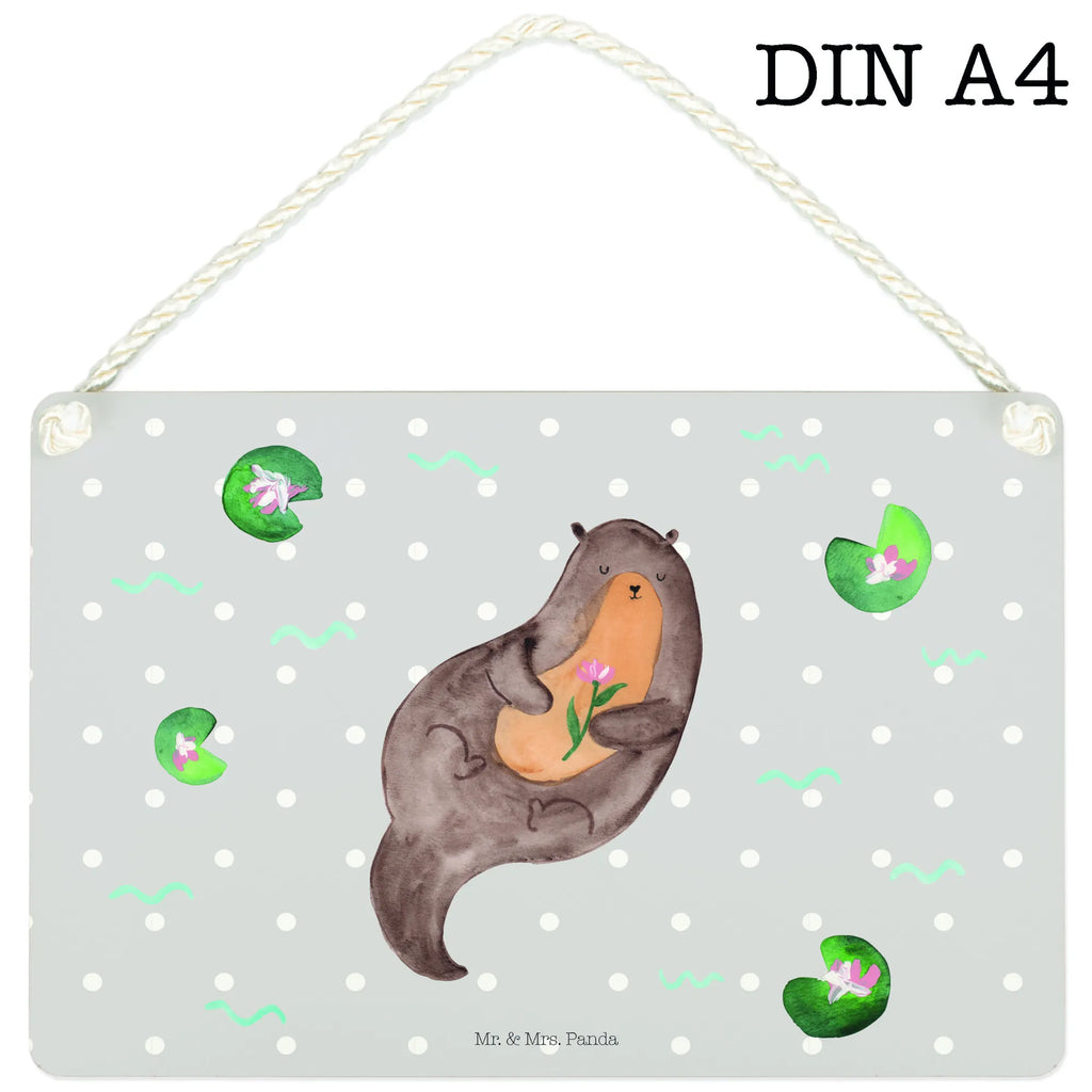 Deko Schild Otter mit Seerose Dekoschild, Deko Schild, Schild, Tür Schild, Türschild, Holzschild, Wandschild, Wanddeko, Otter, Fischotter, Seeotter, Otter Seeotter See Otter