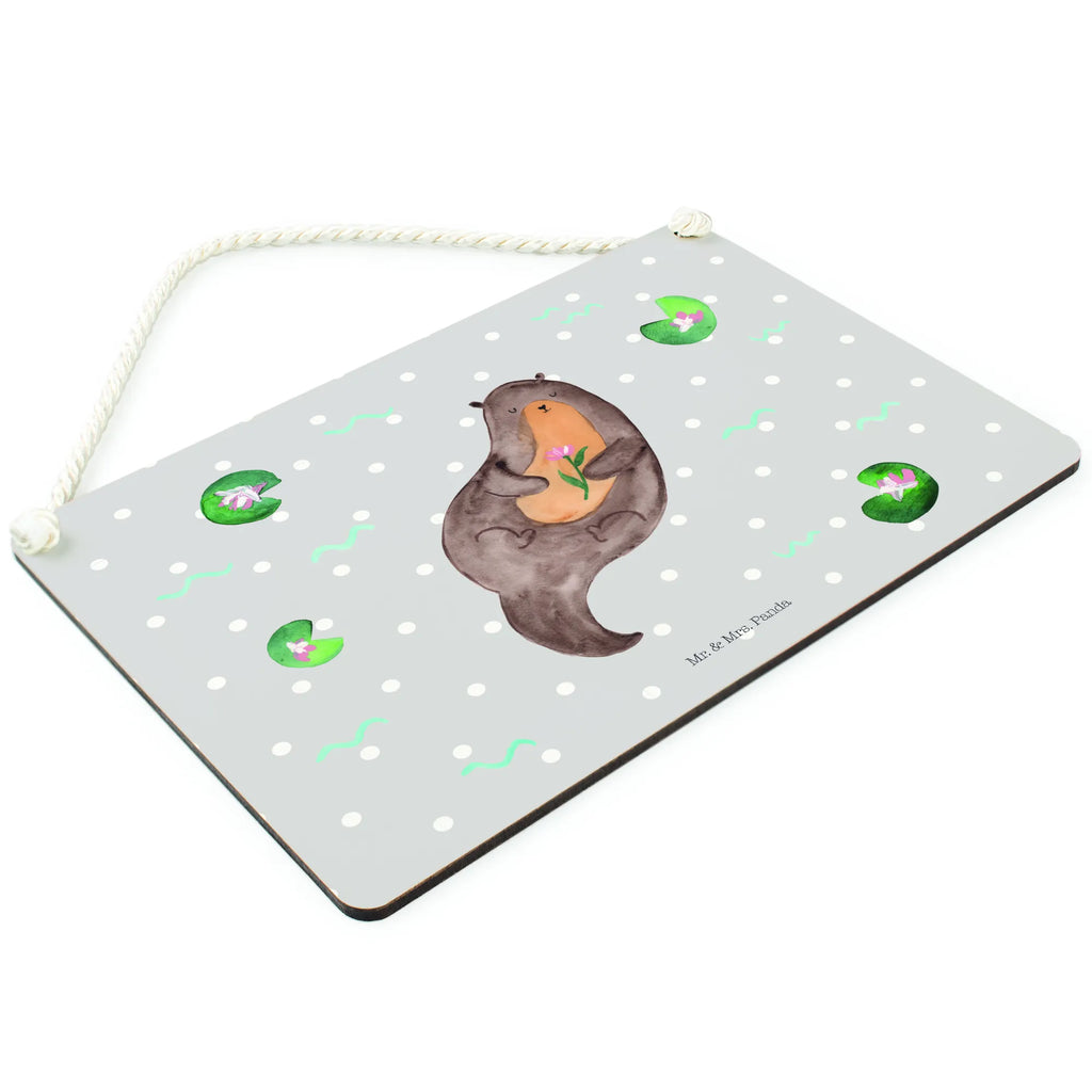 Deko Schild Otter mit Seerose Dekoschild, Deko Schild, Schild, Tür Schild, Türschild, Holzschild, Wandschild, Wanddeko, Otter, Fischotter, Seeotter, Otter Seeotter See Otter