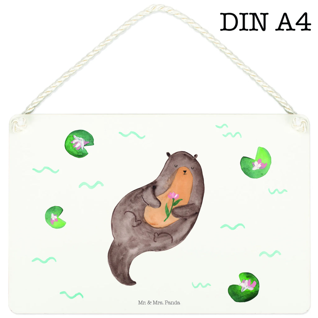 Deko Schild Otter mit Seerose Dekoschild, Deko Schild, Schild, Tür Schild, Türschild, Holzschild, Wandschild, Wanddeko, Otter, Fischotter, Seeotter, Otter Seeotter See Otter