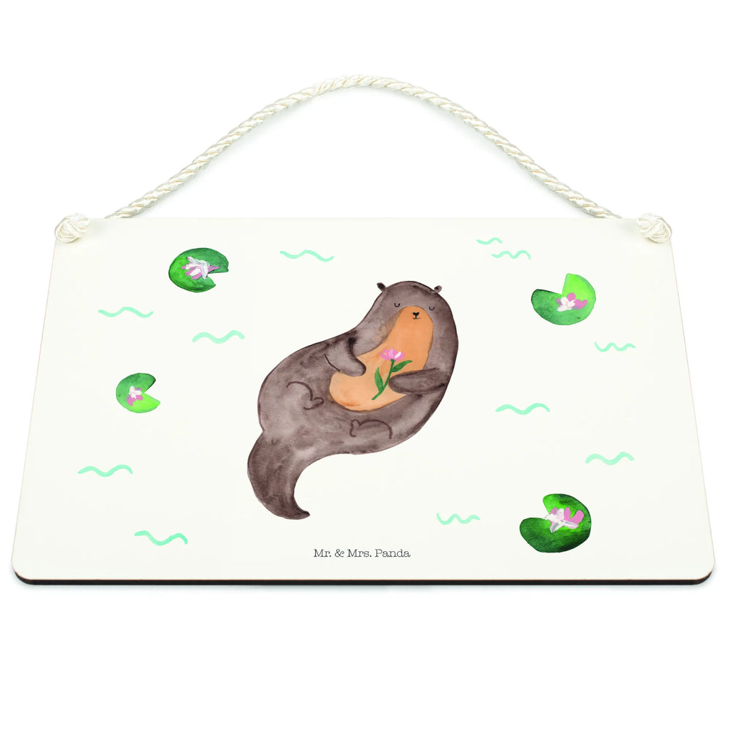 Deko Schild Otter mit Seerose Dekoschild, Deko Schild, Schild, Tür Schild, Türschild, Holzschild, Wandschild, Wanddeko, Otter, Fischotter, Seeotter, Otter Seeotter See Otter