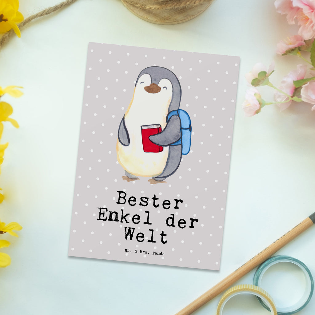 Postkarte Pinguin Bester Enkel der Welt Postkarte, Karte, Geschenkkarte, Grußkarte, Einladung, Ansichtskarte, Geburtstagskarte, Einladungskarte, Dankeskarte, Ansichtskarten, Einladung Geburtstag, Einladungskarten Geburtstag, für, Dankeschön, Geschenk, Schenken, Geburtstag, Geburtstagsgeschenk, Geschenkidee, Danke, Bedanken, Mitbringsel, Freude machen, Geschenktipp, Enkel, Enkelkind, Enkelsohn, Oma, Opa, Kind von Tochter, Kind von Sohn, Taufe, Großsohn