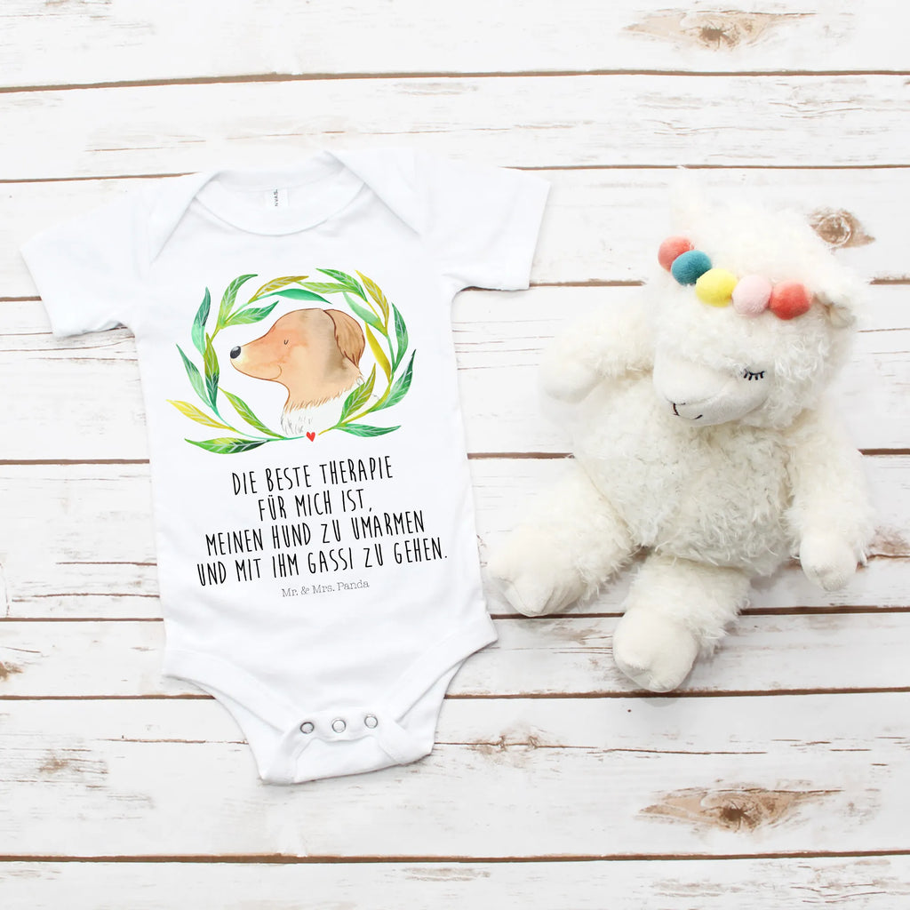 Organic Baby Body Hund Blumen Babykleidung, Babystrampler, Strampler, Wickelbody, Baby Erstausstattung, Junge, Mädchen, Hund, Hundemotiv, Haustier, Hunderasse, Tierliebhaber, Hundebesitzer, Sprüche, Ranke, Therapie, Selbsttherapie, Hundeliebe, Hundeglück, Hunde