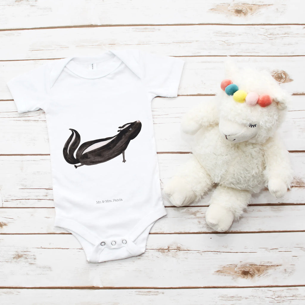 Organic Baby Body Stinktier Yoga Babykleidung, Babystrampler, Strampler, Wickelbody, Baby Erstausstattung, Junge, Mädchen, Stinktier, Skunk, Wildtier, Raubtier, Stinker, Stinki, Yoga, Namaste, Lebe, Liebe, Lache