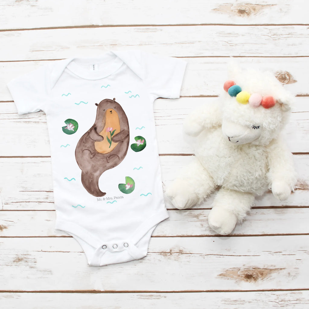 Organic Baby Body Otter Seerose Babykleidung, Babystrampler, Strampler, Wickelbody, Baby Erstausstattung, Junge, Mädchen, Otter, Fischotter, Seeotter, Otter Seeotter See Otter