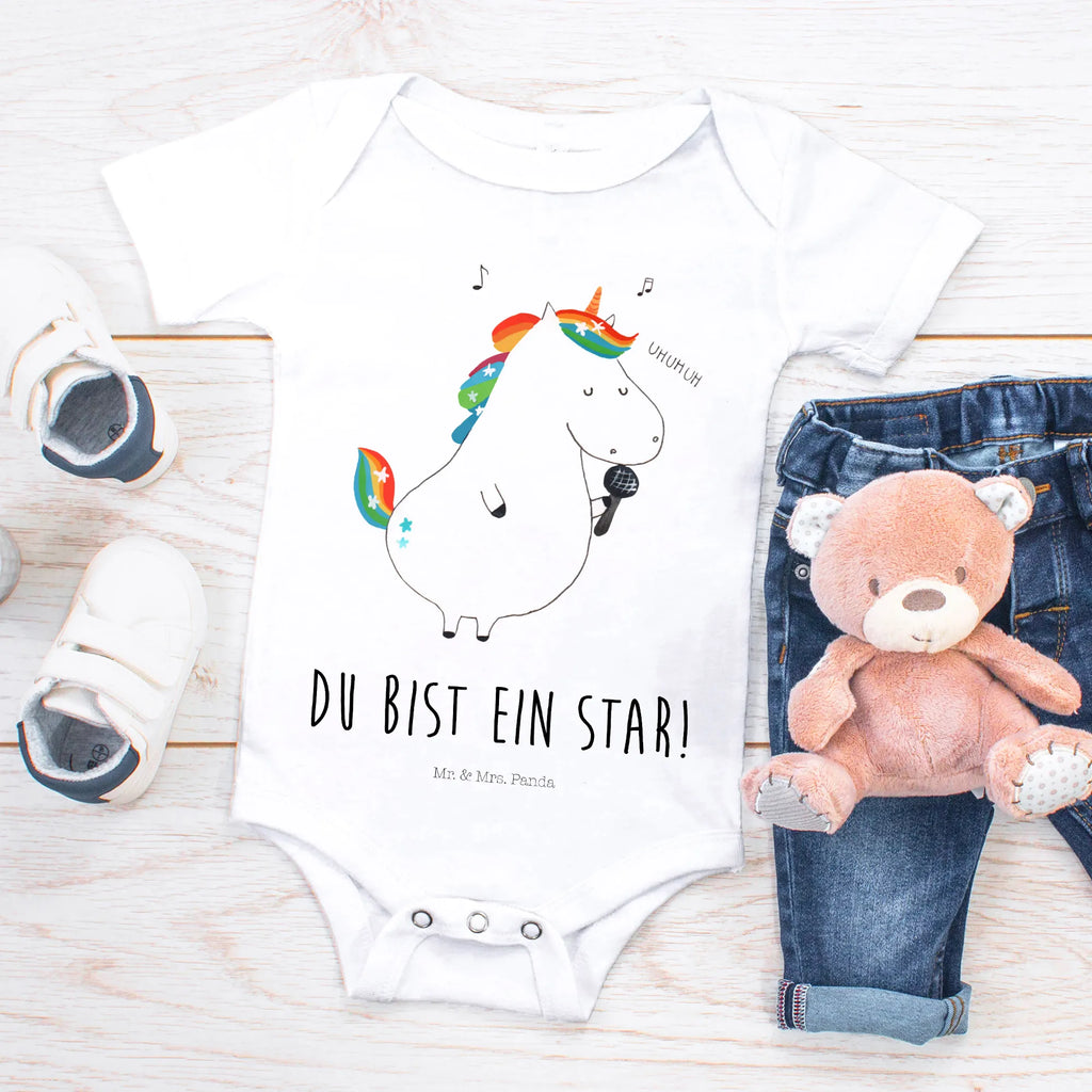 Organic Baby Body Einhorn Sänger Babykleidung, Babystrampler, Strampler, Wickelbody, Baby Erstausstattung, Junge, Mädchen, Einhorn, Einhörner, Einhorn Deko, Pegasus, Unicorn, Glitzer, Konfetti, Party, Geburtstag, Feier, Fest, Disco, Sängerin, Sänger, Freundin