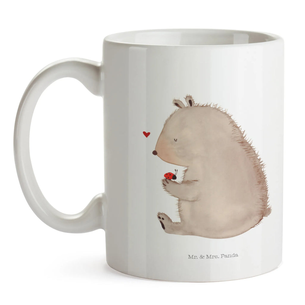 Tasse Bär mit Marienkäfer Tasse, Kaffeetasse, Teetasse, Becher, Kaffeebecher, Teebecher, Keramiktasse, Porzellantasse, Büro Tasse, Geschenk Tasse, Tasse Sprüche, Tasse Motive, Kaffeetassen, Tasse bedrucken, Designer Tasse, Cappuccino Tassen, Schöne Teetassen, Bär, Teddy, Teddybär, Marienkäfer, Liebe, Freiheit, Motivation, Das Leben ist schön