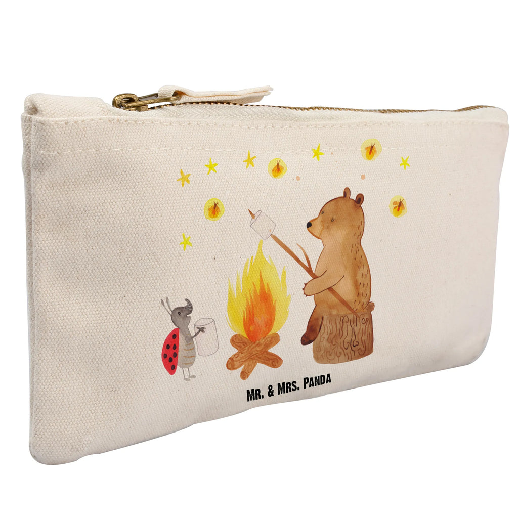 Schminktasche Bär & Marienkäfer Lagerfeuer Schminktasche, Kosmetiktasche, Kosmetikbeutel, Stiftemäppchen, Etui, Federmappe, Makeup, XXL, Schminketui, Kosmetiketui, Schlamperetui, Bär, Teddy, Teddybär, Lagerfeuer