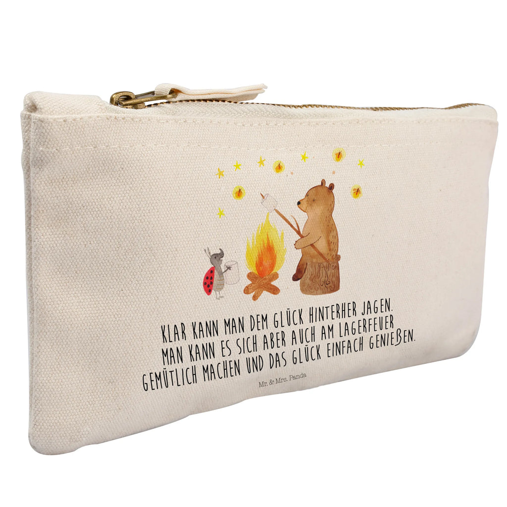 Schminktasche Bär & Marienkäfer Lagerfeuer Schminktasche, Kosmetiktasche, Kosmetikbeutel, Stiftemäppchen, Etui, Federmappe, Makeup, XXL, Schminketui, Kosmetiketui, Schlamperetui, Bär, Teddy, Teddybär, Lagerfeuer