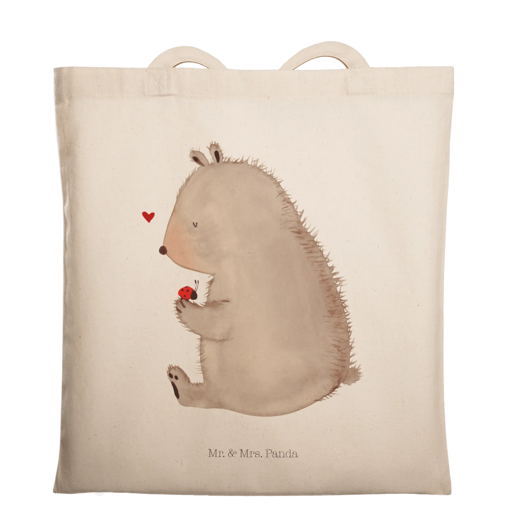 Tragetasche Bär mit Marienkäfer Beuteltasche, Beutel, Einkaufstasche, Jutebeutel, Stoffbeutel, Tasche, Shopper, Umhängetasche, Strandtasche, Schultertasche, Stofftasche, Tragetasche, Badetasche, Jutetasche, Einkaufstüte, Laptoptasche, Bär, Teddy, Teddybär, Marienkäfer, Liebe, Freiheit, Motivation, Das Leben ist schön