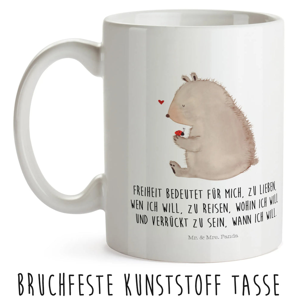 Kindertasse Bär mit Marienkäfer Kindertasse, Kinder Tasse, Kunststoff Tasse, Kindergarten Tasse, Trinkbecher, Camping Becher, Kaffeetasse, Kunststoffbecher, Kindergartenbecher, Outdoorgeschirr, Kunststoffgeschirr, Reisebecher, Reisetasse, Kinderbecher, Bruchfeste Tasse, Bruchsichere Tasse, Plastik Tasse, Plastiktasse, Bär, Teddy, Teddybär, Marienkäfer, Liebe, Freiheit, Motivation, Das Leben ist schön