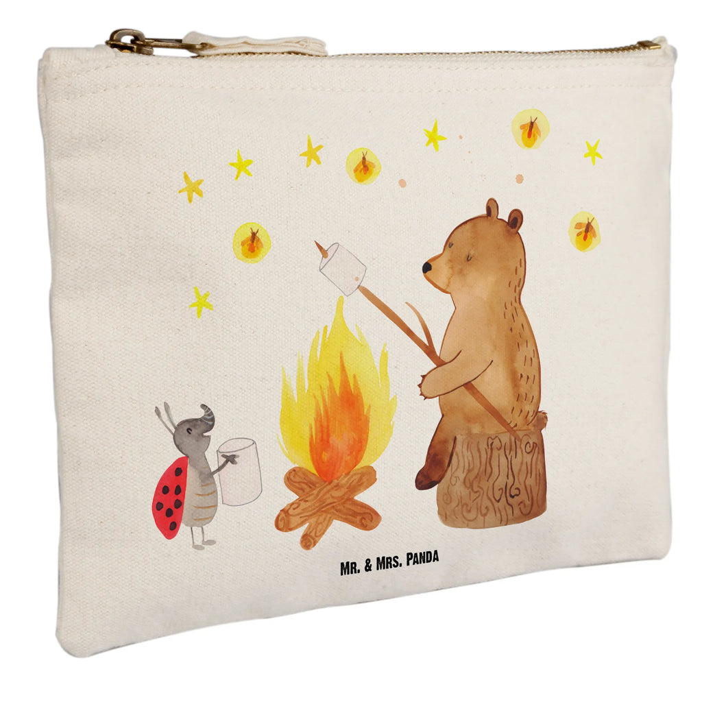 Schminktasche Bär & Marienkäfer Lagerfeuer Schminktasche, Kosmetiktasche, Kosmetikbeutel, Stiftemäppchen, Etui, Federmappe, Makeup, XXL, Schminketui, Kosmetiketui, Schlamperetui, Bär, Teddy, Teddybär, Lagerfeuer