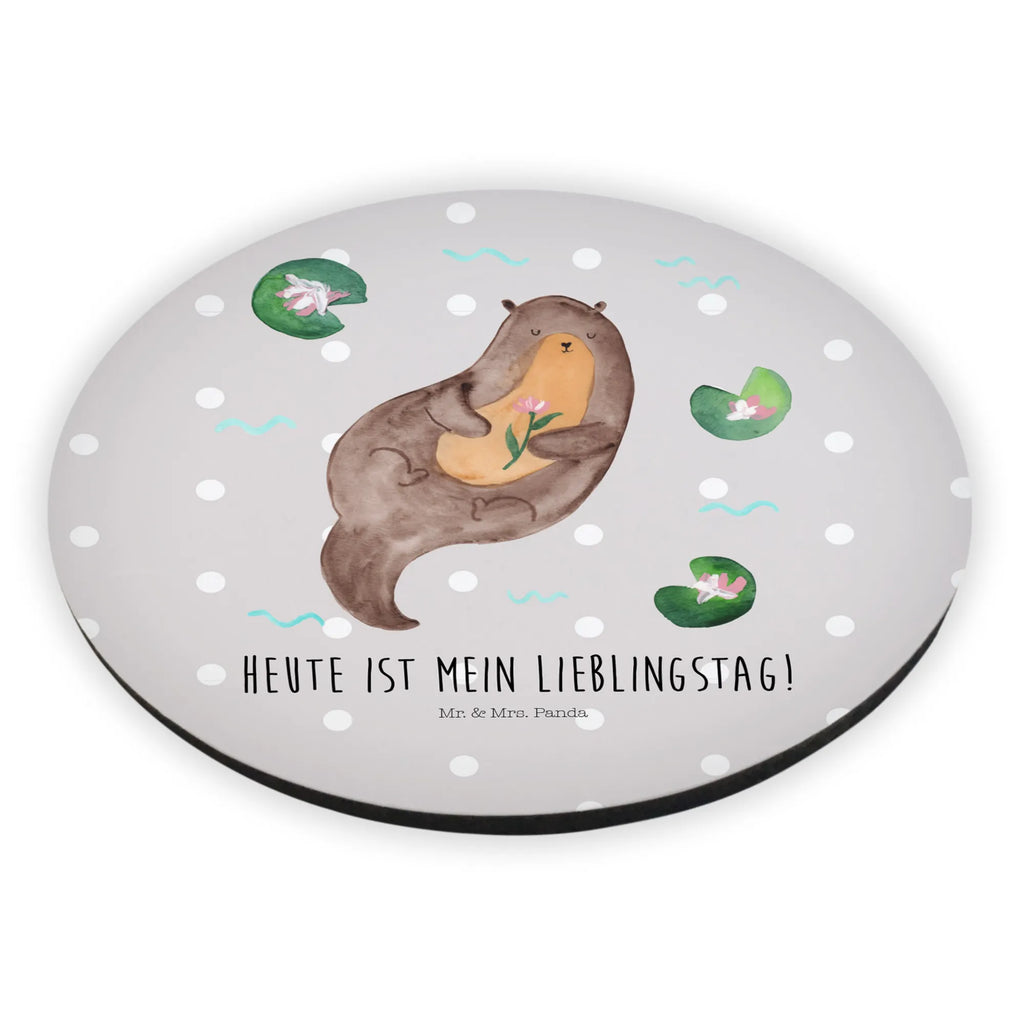 Rund Magnet Otter mit Seerose Kühlschrankmagnet, Pinnwandmagnet, Souvenir Magnet, Motivmagnete, Dekomagnet, Whiteboard Magnet, Notiz Magnet, Kühlschrank Dekoration, Otter, Fischotter, Seeotter, Otter Seeotter See Otter