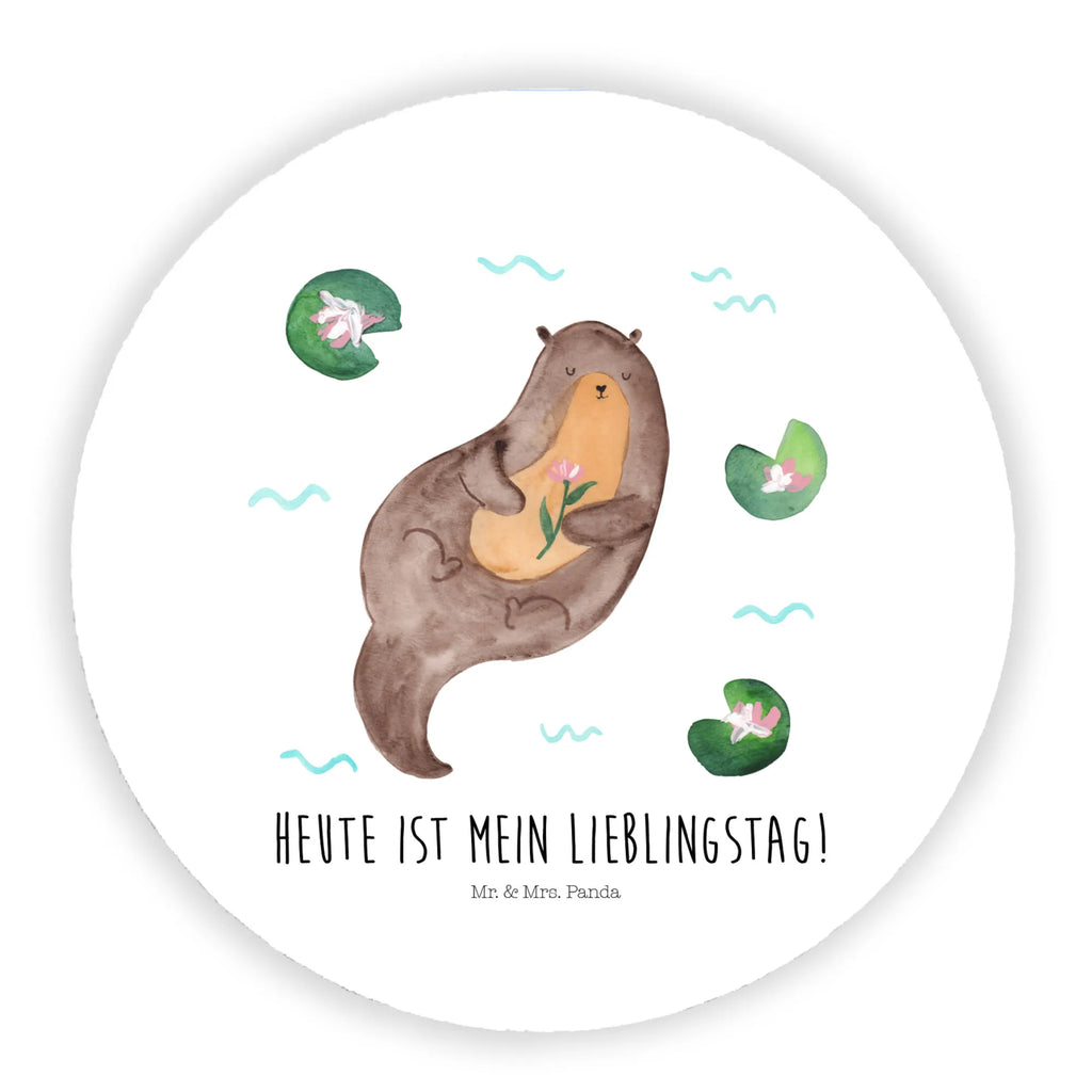 Rund Magnet Otter mit Seerose Kühlschrankmagnet, Pinnwandmagnet, Souvenir Magnet, Motivmagnete, Dekomagnet, Whiteboard Magnet, Notiz Magnet, Kühlschrank Dekoration, Otter, Fischotter, Seeotter, Otter Seeotter See Otter