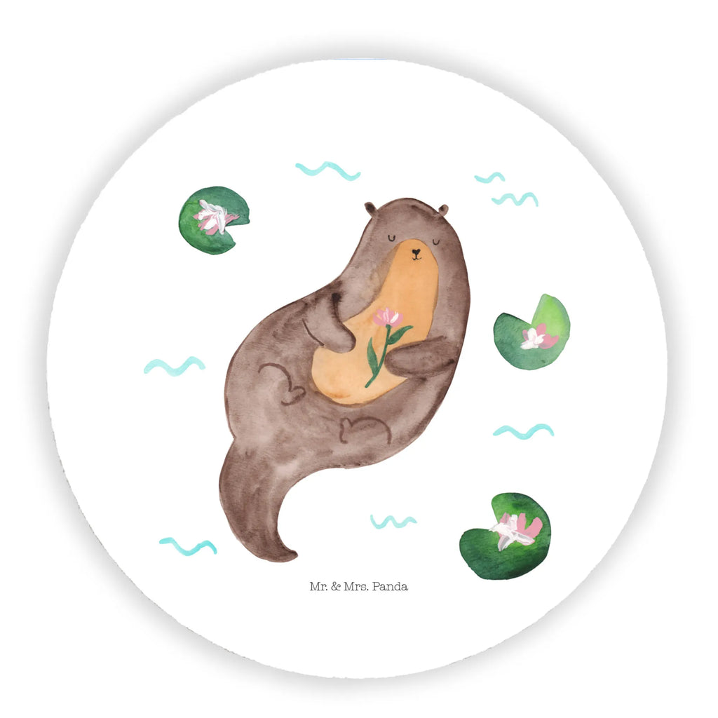 Rund Magnet Otter mit Seerose Kühlschrankmagnet, Pinnwandmagnet, Souvenir Magnet, Motivmagnete, Dekomagnet, Whiteboard Magnet, Notiz Magnet, Kühlschrank Dekoration, Otter, Fischotter, Seeotter, Otter Seeotter See Otter