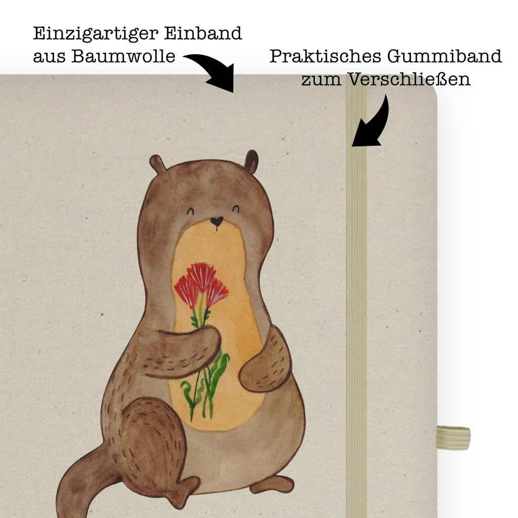 Baumwoll Notizbuch Otter Blumenstrauß Notizen, Eintragebuch, Tagebuch, Notizblock, Adressbuch, Journal, Kladde, Skizzenbuch, Notizheft, Schreibbuch, Schreibheft, Otter, Fischotter, Seeotter, Otter Seeotter See Otter