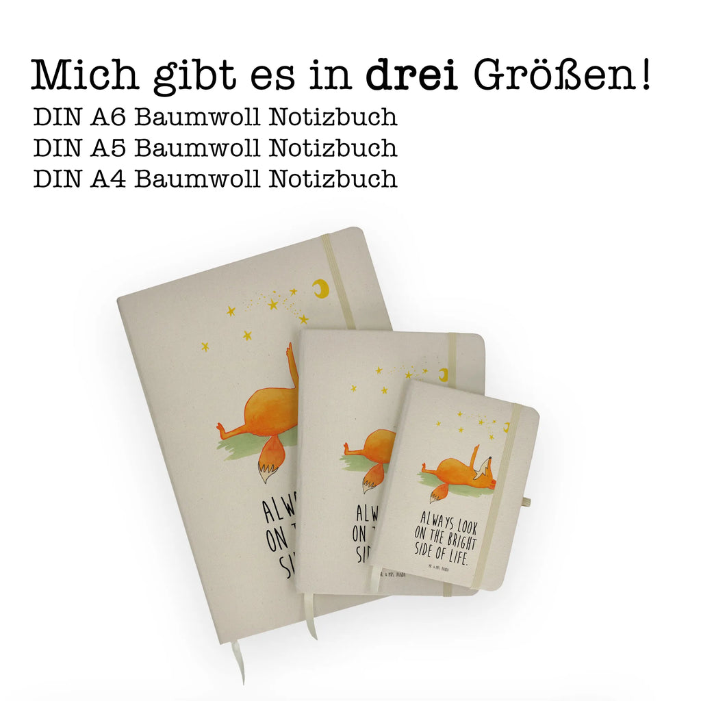 Baumwoll Notizbuch Fuchs Sterne Notizen, Eintragebuch, Tagebuch, Notizblock, Adressbuch, Journal, Kladde, Skizzenbuch, Notizheft, Schreibbuch, Schreibheft, Fuchs, Füchse, tröstende Worte, Spruch positiv, Spruch schön, Romantik, Always Look on the Bright Side of Life